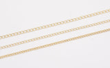 14k Gold Plated Soldered Extender Chain 2mm 2.5mm 3mm Curb Chain used for Extenders or Necklaces - Tarnish Resistant - Sold by the yard