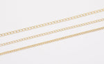 14k Gold Plated Soldered Extender Chain 2mm 2.5mm 3mm Curb Chain used for Extenders or Necklaces - Tarnish Resistant - Sold by the yard