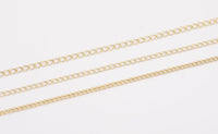 14k Gold Plated Soldered Extender Chain 2mm 2.5mm 3mm Curb Chain used for Extenders or Necklaces - Tarnish Resistant - Sold by the yard