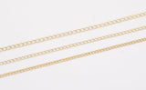 14k Gold Plated Soldered Extender Chain 2mm 2.5mm 3mm Curb Chain used for Extenders or Necklaces - Tarnish Resistant - Sold by the yard