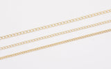 14k Gold Plated Soldered Extender Chain 2mm 2.5mm 3mm Curb Chain used for Extenders or Necklaces - Tarnish Resistant - Sold by the yard