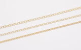 14k Gold Plated Soldered Extender Chain 2mm 2.5mm 3mm Curb Chain used for Extenders or Necklaces - Tarnish Resistant - Sold by the yard