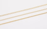 14k Gold Plated Soldered Extender Chain 2mm 2.5mm 3mm Curb Chain used for Extenders or Necklaces - Tarnish Resistant - Sold by the yard