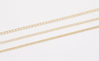 14k Gold Plated Soldered Extender Chain 2mm 2.5mm 3mm Curb Chain used for Extenders or Necklaces - Tarnish Resistant - Sold by the yard