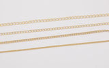 14k Gold Plated Soldered Curb Chain Selection 1.5mm 2mm 2.5mm 3mm Soldered - Tarnish Resistant - Sold by the yard
