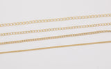 14k Gold Plated Soldered Curb Chain Selection 1.5mm 2mm 2.5mm 3mm Soldered - Tarnish Resistant - Sold by the yard