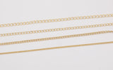 14k Gold Plated Soldered Curb Chain Selection 1.5mm 2mm 2.5mm 3mm Soldered - Tarnish Resistant - Sold by the yard