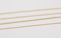 14k Gold Plated Soldered Curb Chain Selection 1.5mm 2mm 2.5mm 3mm Soldered - Tarnish Resistant - Sold by the yard