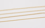 14k Gold Plated Soldered Curb Chain Selection 1.5mm 2mm 2.5mm 3mm Soldered - Tarnish Resistant - Sold by the yard