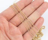 14k Gold Plated Soldered Curb Chain Selection 1.5mm 2mm 2.5mm 3mm Soldered - Tarnish Resistant - Sold by the yard