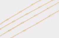 14k Gold Plated Bar Satellite Chains - Tarnish Resistant Satellite Chain - Sold by the yard