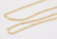 14k Gold Plated Figaro Italian Chain 3mm 4mm 5mm - Tarnish Resistant Figaro Chains - Sold by the yard