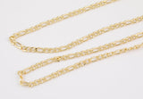 14k Gold Plated Figaro Italian Chain 3mm 4mm 5mm - Tarnish Resistant Figaro Chains - Sold by the yard