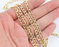 14k Gold Plated Figaro Italian Chain 3mm 4mm 5mm - Tarnish Resistant Figaro Chains - Sold by the yard