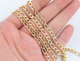 14k Gold Plated Figaro Italian Chain 3mm 4mm 5mm - Tarnish Resistant Figaro Chains - Sold by the yard