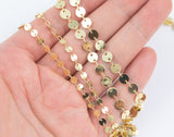 14k Gold PVD Ion Plated Coin Sequin Chain Chains 4mm 6mm - Tarnish Resistant - Sold by the yard