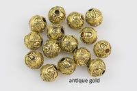 HEAVY SOLID Bali Style Metal Spacer Beads Balls 8mm 10mm 11mm Gold Brass Silver - Great spacers for bracelets!