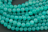 Natural Peruvian Amazonite Round sizes 8mm - In Full 15.5 Strand- High Quality AAA Quality Smooth Gemstone Beads