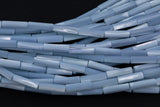 Pale Blue Mother of Pearl Shell Beads 4x14mm Long Tube Beads 15.5" Strand Shell Beads