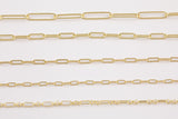 14k Gold Plated Paperclip Chains - Tarnish Resistant Popular Paperclip sizes and figaro chain - Sold by the yard
