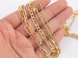 14k Gold Plated Paperclip Chains - Tarnish Resistant Popular Paperclip Figaro Satellite chain - Sold by the yard