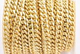 14k Gold Plated Large Cuban Curb Chain - Tarnish Resistant - Sold by the yard 8mm