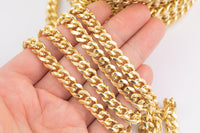 14k Gold Plated Large Cuban Curb Chain - Tarnish Resistant - Sold by the yard 8mm