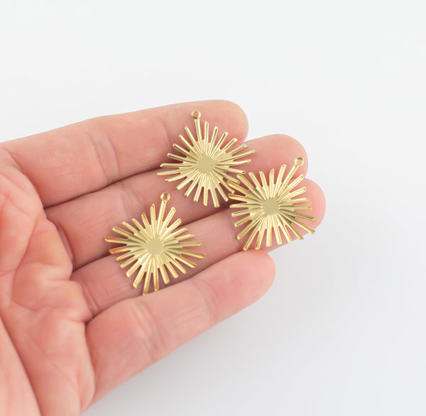 Brass earrings-Earring copper accessories-Earring connector-earring charms-Earring pendant-Brass jewelry-Sun flower shape earrings 29mm*32mm