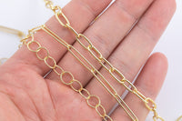 14k Gold Plated Paperclip Chains - Tarnish Resistant Paperclip Chain Oval Chain Textured Round Chains 4x20mm 5x10mm 8mm Sold By the Yard