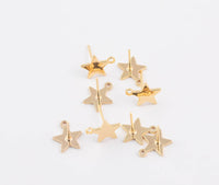 Earring findings stud earring finding star 12mm gold plated