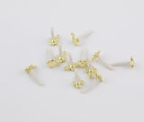 Earring findings flower clover 4 leaf clover stud earring finding round 8mm ball earring hook 9mm 10mm gold plated