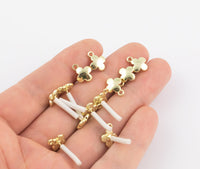 Earring findings flower clover 4 leaf clover stud earring finding round 8mm ball earring hook 9mm 10mm gold plated