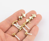 Earring findings flower clover 4 leaf clover stud earring finding round 8mm ball earring hook 9mm 10mm gold plated