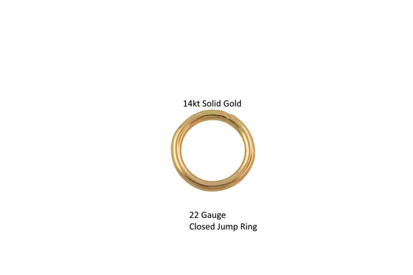 14Kt Solid Spring 22 gauge Closed Jump Ring-Closed- USA made