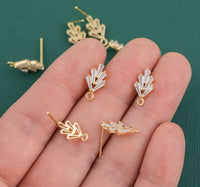 Gold Plated Brass Cactus Zircon Earring Post -Brass earring shape earring connector Pendant Brass earring findings jewelry supply sx1