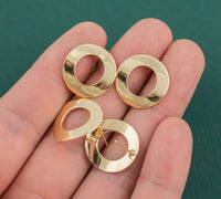 Gold plated brass earring post Circle Ring Curved 18mm Gold Brass earring charms shape earring pendant earring findings jewelry supply sx1