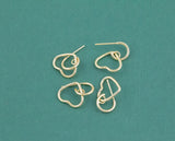 Gold plated brass earring post Dangly Hearts Heart Brass earring charms shape earring connector earring findings jewelry supply sx1