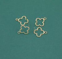 Gold plated brass earring post Clover 4 Leaf Clover Brass earring charms shape earring connector earring findings jewelry supply 11mm