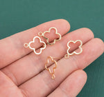 Gold plated brass earring post Clover 4 Leaf Clover Brass earring charms shape earring connector earring findings jewelry supply 11mm