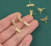 Gold plated alloy earring post Dragonfly -Alloy earring charms- earring connector - earring findings jewelry supply