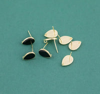 Gold plated brass earring post Black Enamel Teardrop 8x12mm Brass earring charms shape earring connector earring findings jewelry supply sx1