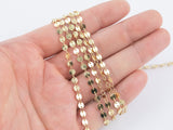 14k Gold pvd Ion Plated Coin Sequin Chain Chains 4mm 6mm - Tarnish Resistant - Sold by the yard