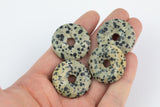 Dalmatian Jasper Donut Circle Pi Stone Pendant