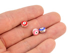 Double Sided Silver Rimmed Evil Eye Enamel Bead Choose Your Color Protection Evil Eye Colorful Charms Jewelry Making Supplies