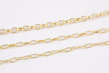 14k Gold Plated Oval Paperclip Chains - Tarnish Resistant Popular Paperclip sizes and figaro chain - Sold by the yard