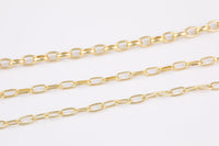 14k Gold Plated Oval Paperclip Chains - Tarnish Resistant Popular Paperclip sizes and figaro chain - Sold by the yard