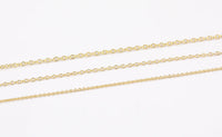 14k Gold Plated Dainty Oval Chains - Tarnish Resistant Standard Flat Oval Chain - Sold by the yard