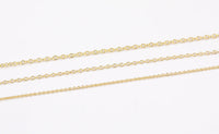 14k Gold Plated Dainty Oval Chains - Tarnish Resistant Standard Flat Oval Chain - Sold by the yard