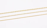 14k Gold Plated Dainty Oval Chains - Tarnish Resistant Standard Flat Oval Chain - Sold by the yard