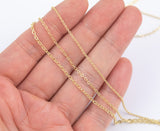 14k Gold Plated Dainty Oval Chains - Tarnish Resistant Standard Flat Oval Chain - Sold by the yard